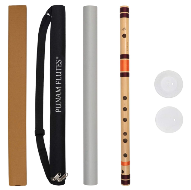Punam Flutes C Sharp Medium right-handed bansuri, 18.5